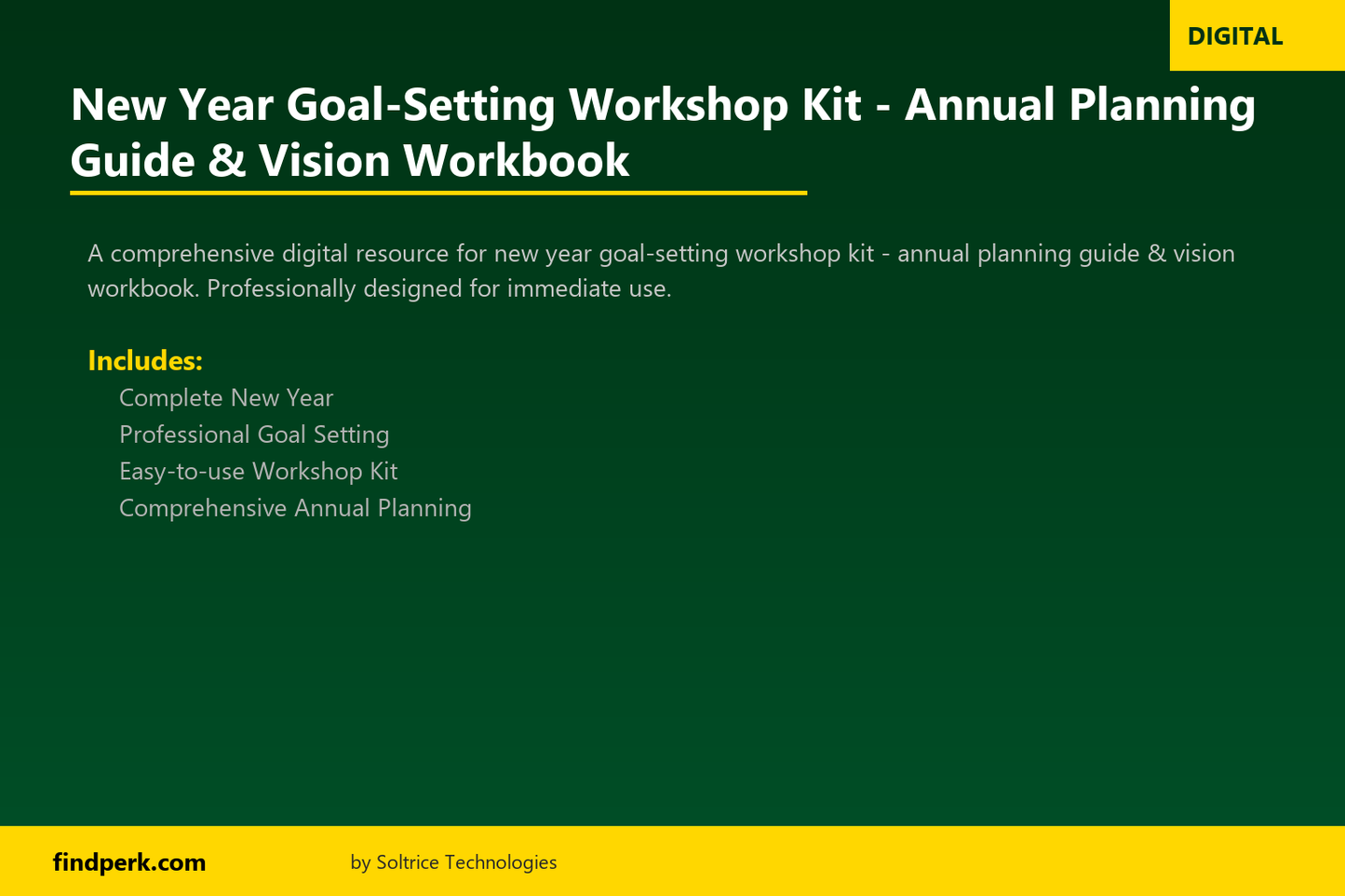 New Year Goal-Setting Workshop Kit - Annual Planning Guide & Vision Workbook