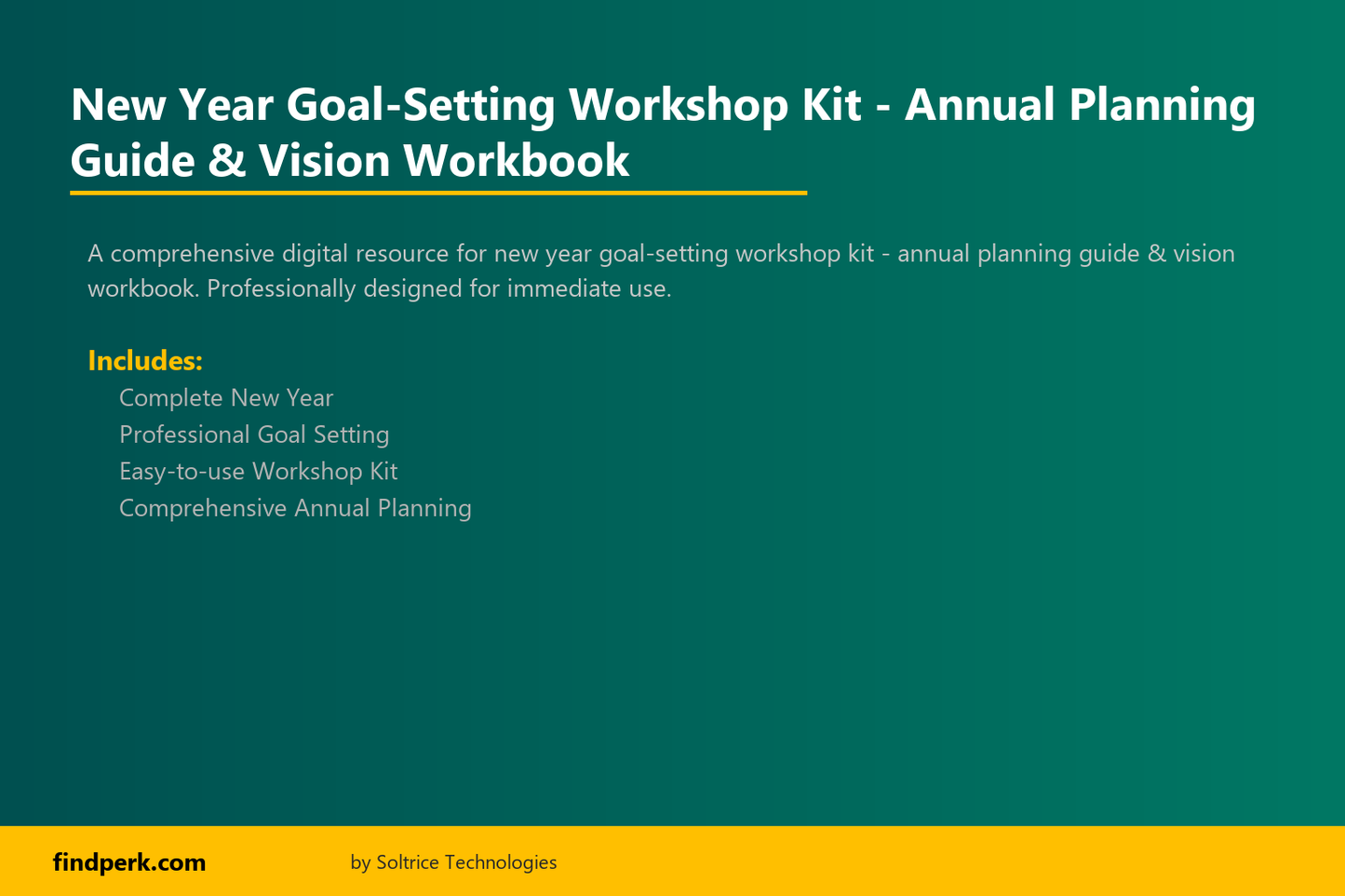 New Year Goal-Setting Workshop Kit - Annual Planning Guide & Vision Workbook