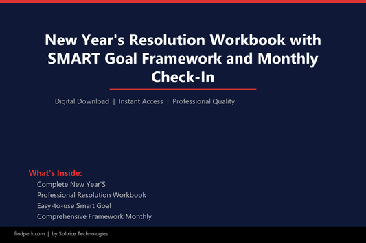 New Year's Resolution Workbook with SMART Goal Framework and Monthly Check-In