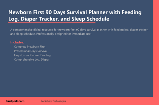 Newborn First 90 Days Survival Planner with Feeding Log, Diaper Tracker, and Sleep Schedule