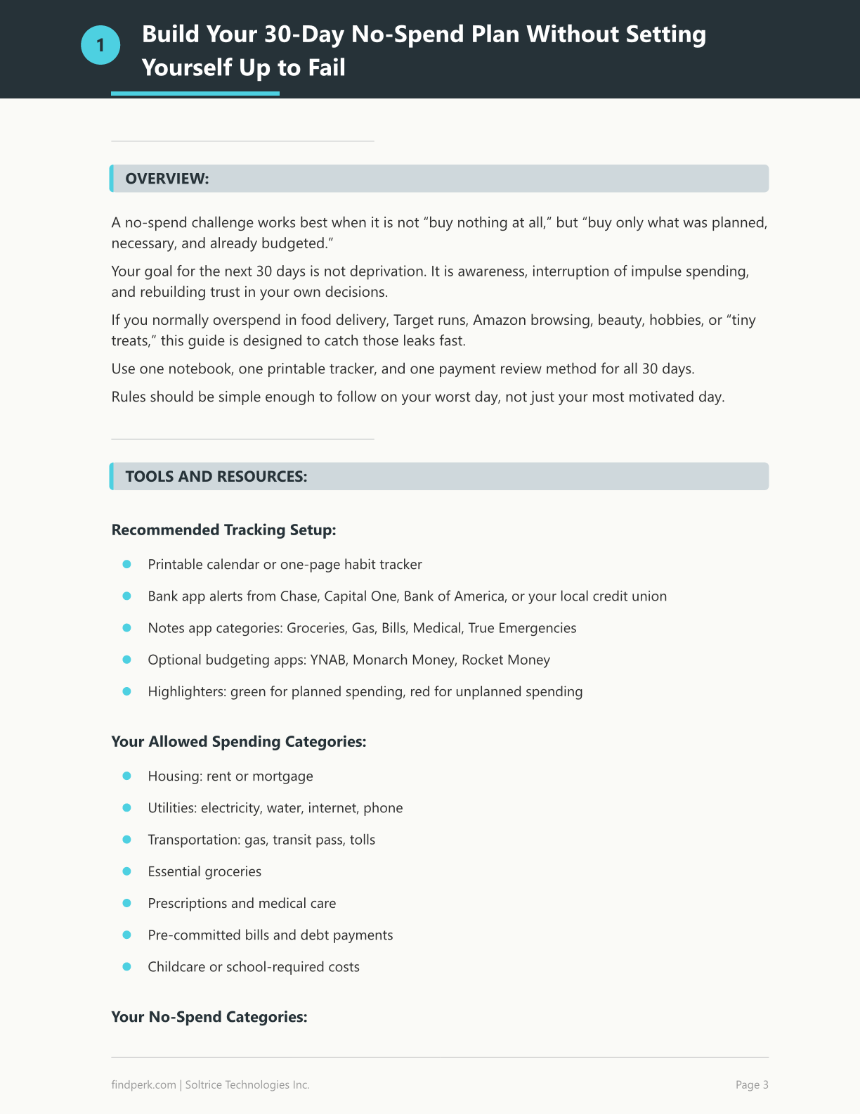 No-Spend Challenge 30 Day Printable with Alternatives
