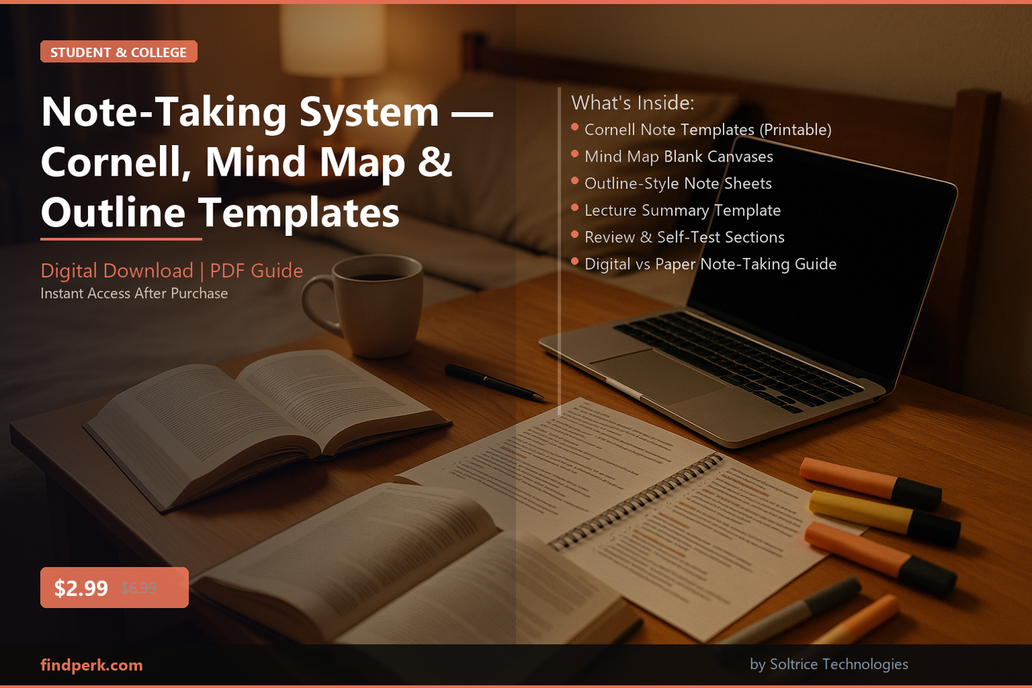 Note-Taking System — Cornell, Mind Map & Outline Templates