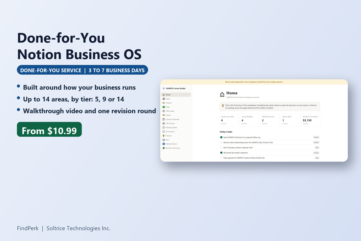 Done-for-You Notion Business OS: Your Whole Business Organized in One Workspace