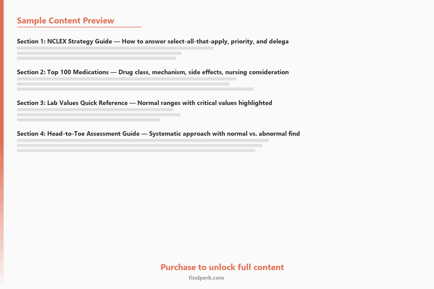 Nursing School Study Guide System - NCLEX Prep, Pharm Cards & Clinical Cheat Sheets - Content Preview