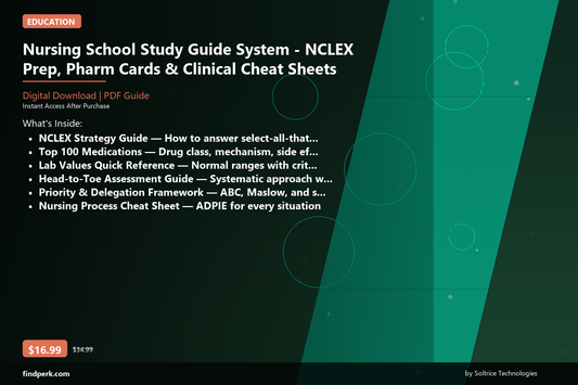 Nursing School Study Guide System - NCLEX Prep, Pharm Cards & Clinical Cheat Sheets - Cover