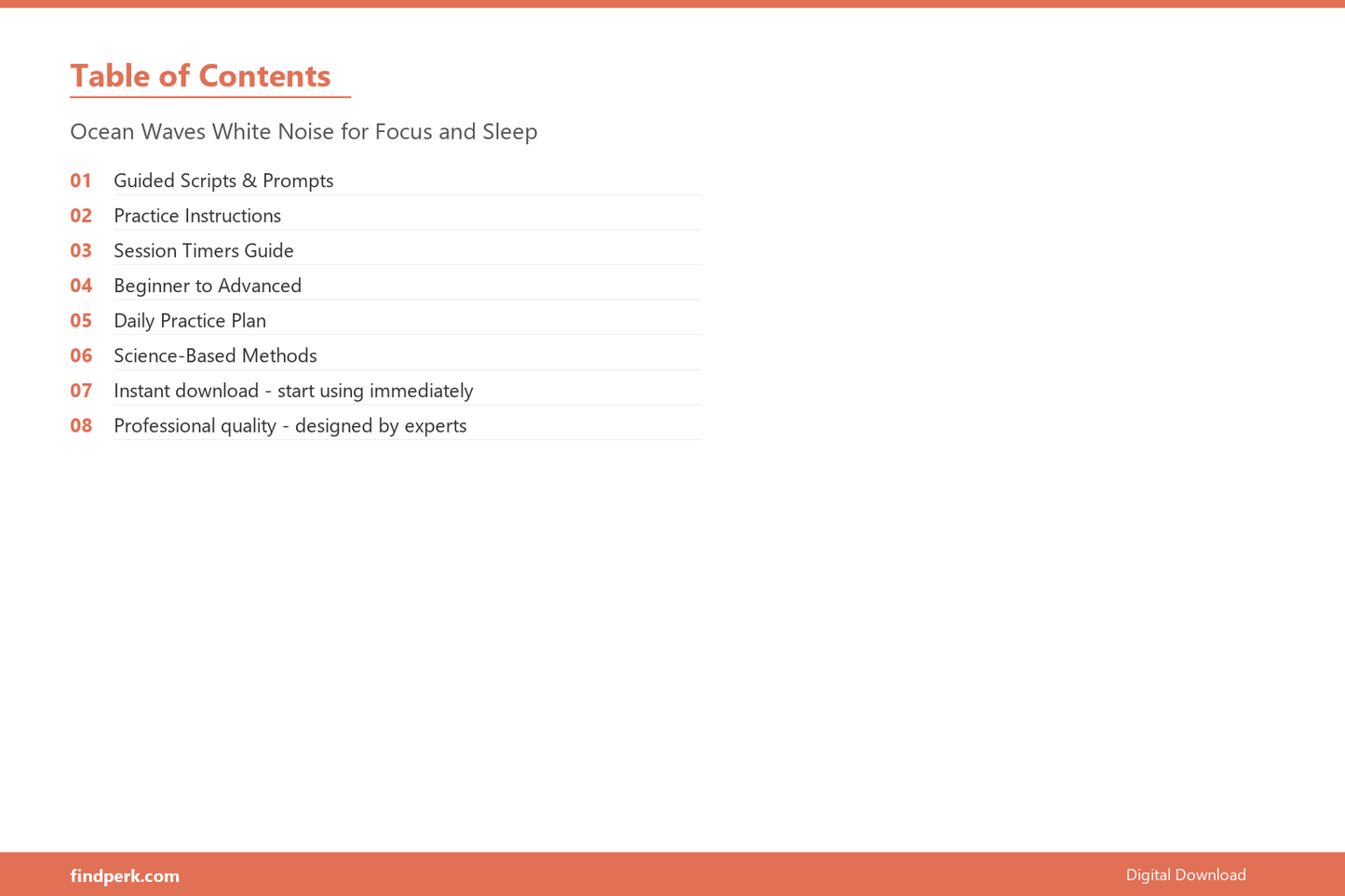 Ocean Waves White Noise for Focus and Sleep - Table of Contents