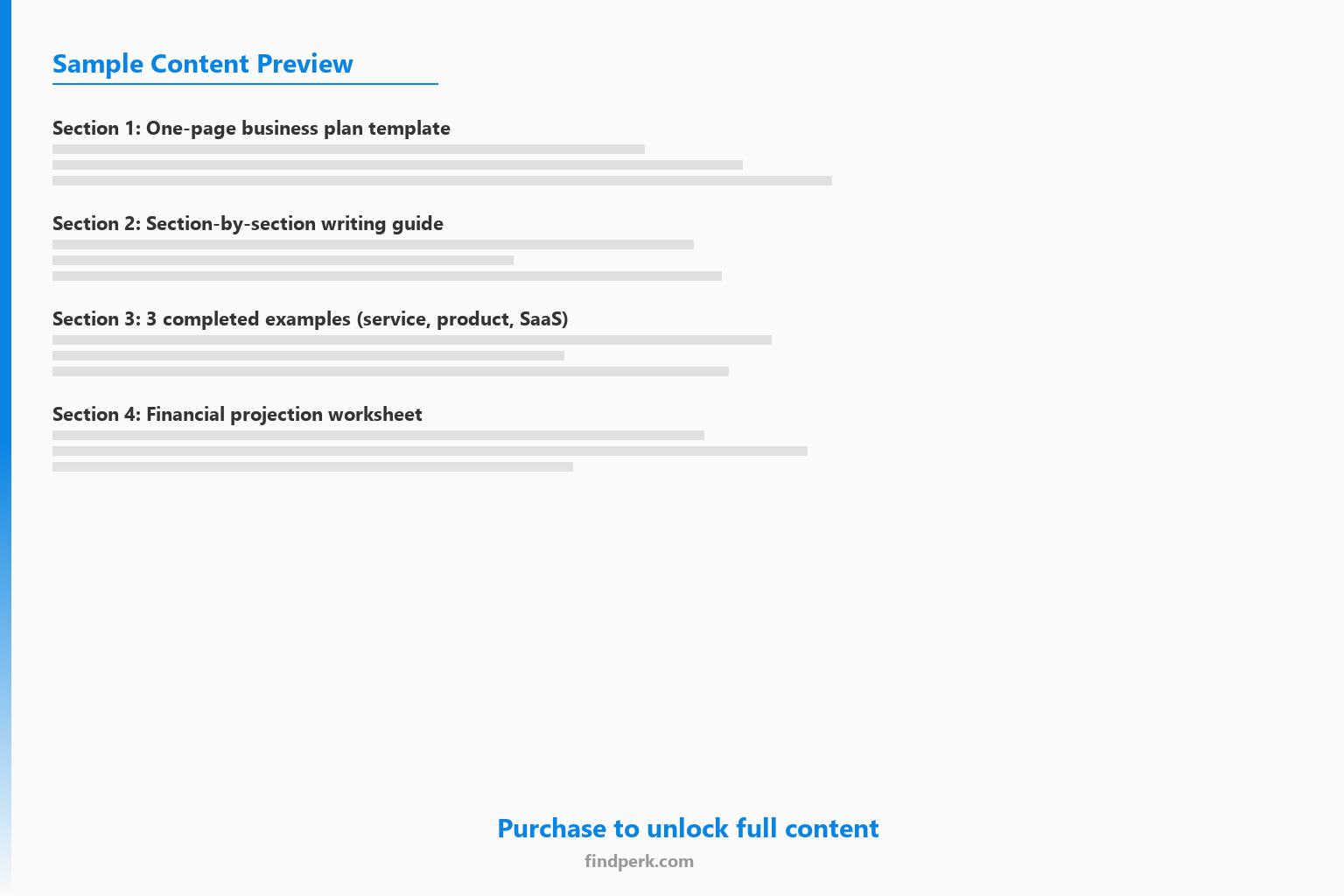 One-Page Business Plan Template - Lean Startup Format with Examples - Content Preview