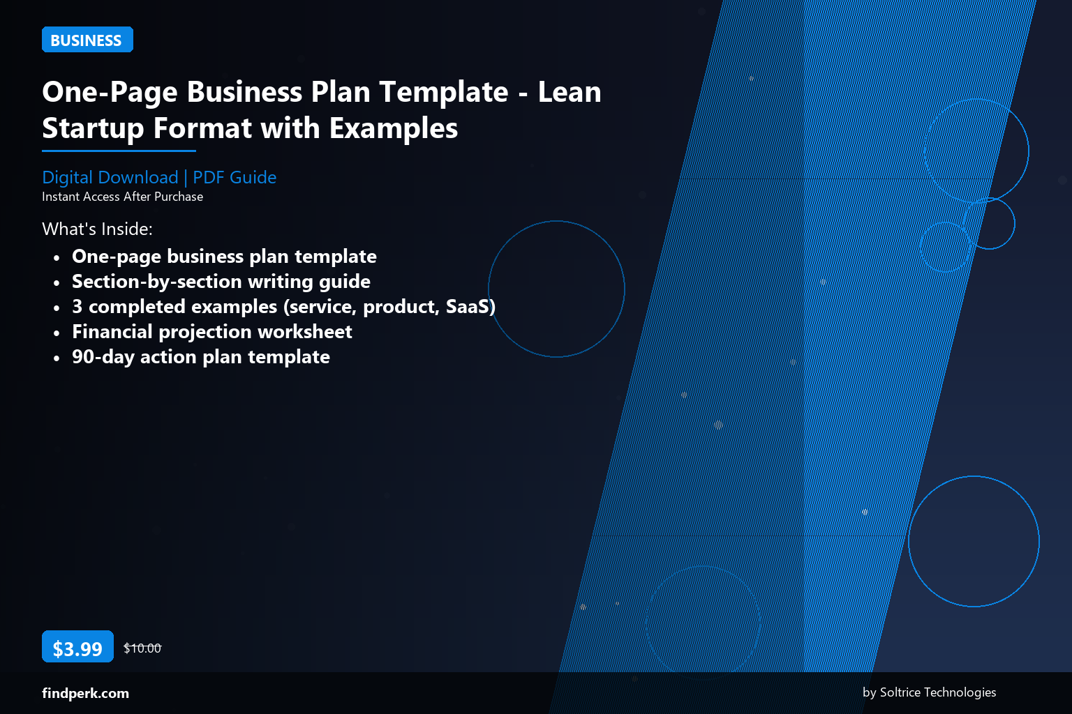 One-Page Business Plan Template - Lean Startup Format with Examples - Cover