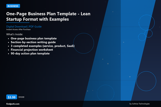 One-Page Business Plan Template - Lean Startup Format with Examples - Cover