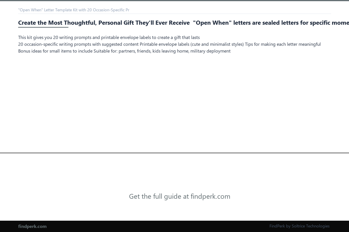 "Open When" Letter Template Kit with 20 Occasion-Specific Prompts and Envelope Labels - Content Preview