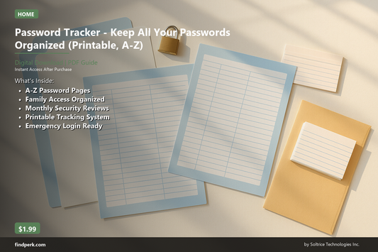 Password Tracker - Keep All Your Passwords Organized (Printable, A-Z)