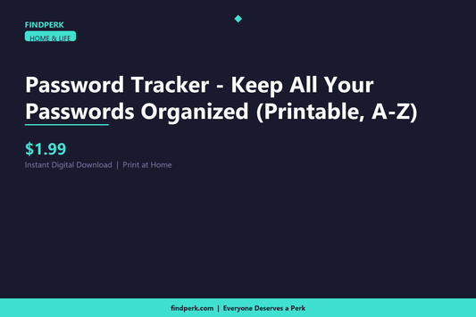 Password Tracker - Keep All Your Passwords Organized (Printable, A-Z)