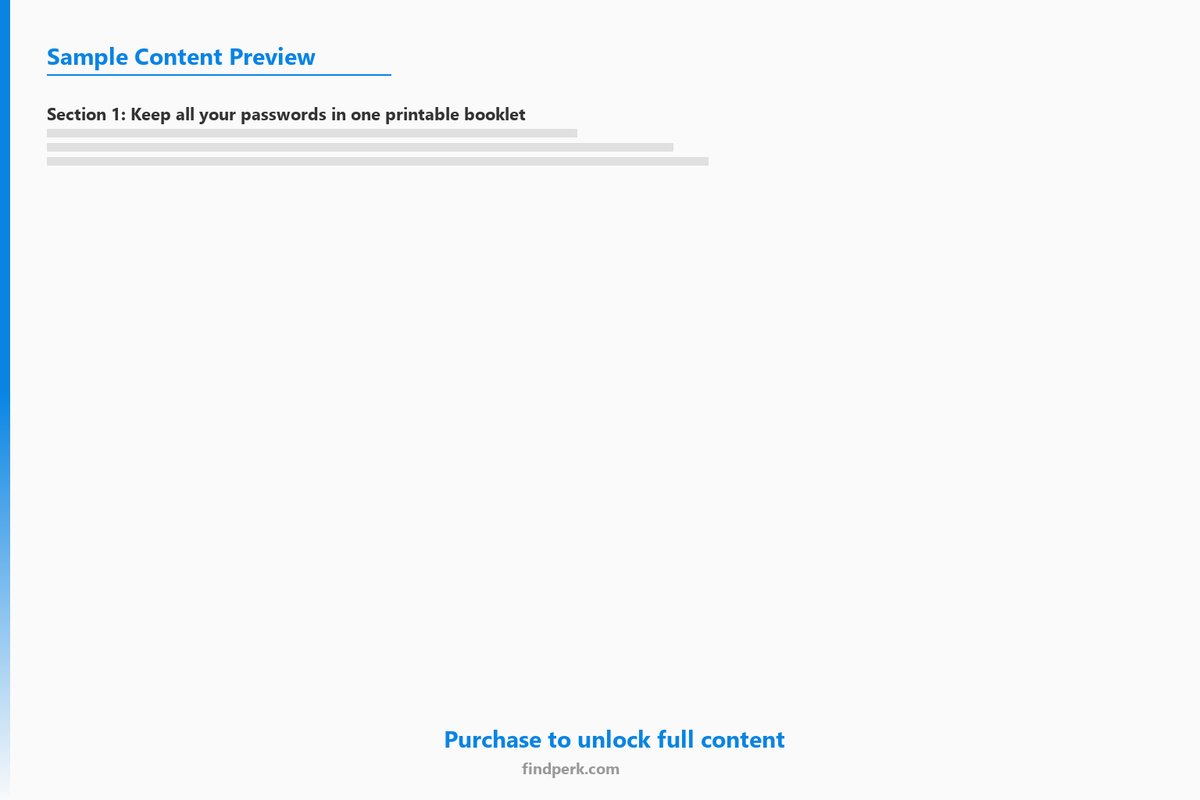 Password Tracker - Keep All Your Passwords Organized (Printable, A-Z) - Content Preview