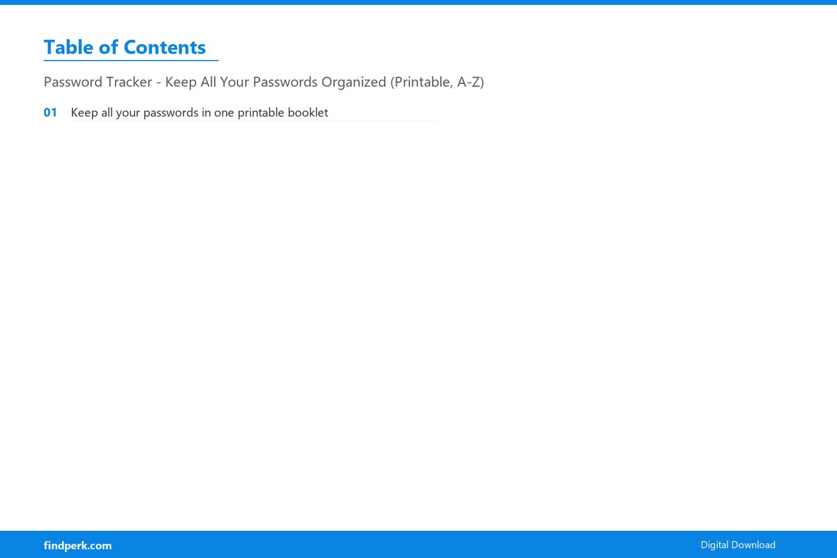 Password Tracker - Keep All Your Passwords Organized (Printable, A-Z) - Table of Contents