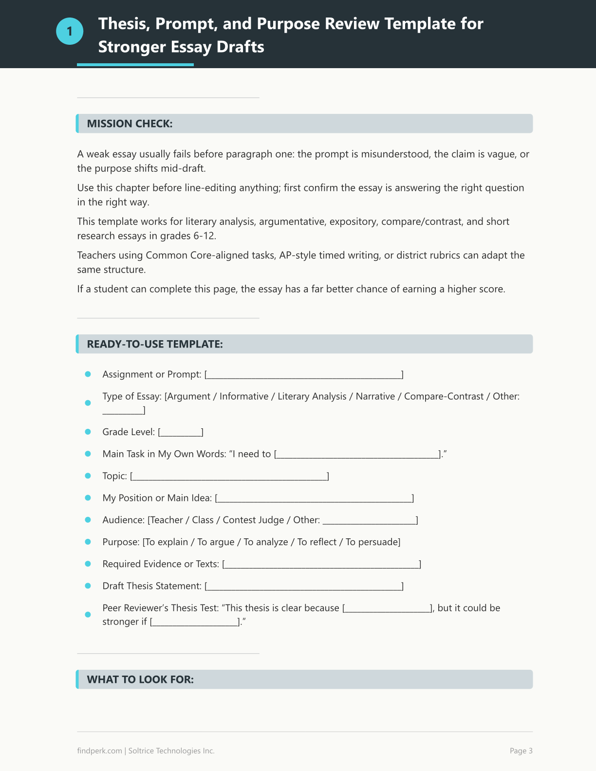 Peer Review and Editing Checklist for Essays - Grades 6-12