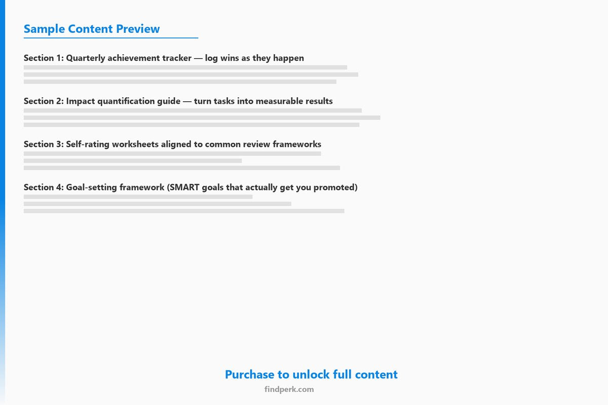 Performance Review Self-Assessment Template - Showcase Your Impact & Get Promoted - Content Preview