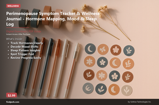 Perimenopause Symptom Tracker & Wellness Journal - Hormone Mapping, Mood & Sleep Log