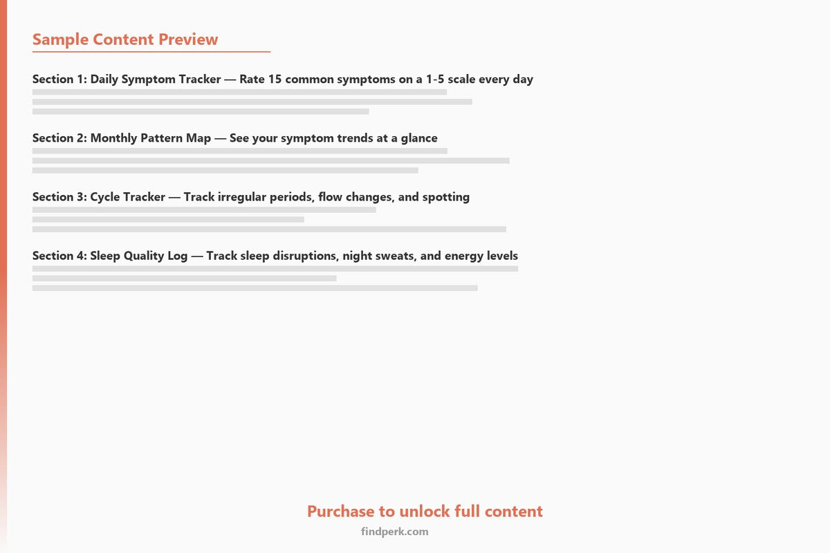 Perimenopause Symptom Tracker & Wellness Journal - Hormone Health Guide - Content Preview