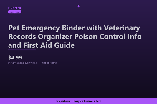 Pet Emergency Binder with Veterinary Records Organizer Poison Control Info and First Aid Guide