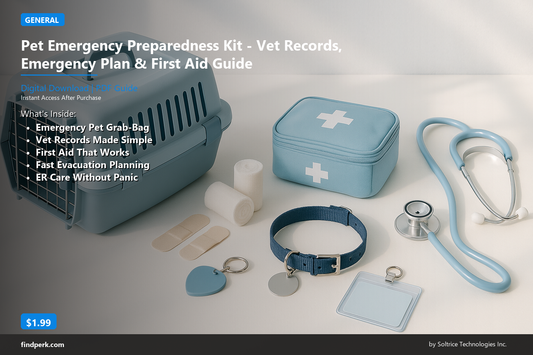 Pet Emergency Preparedness Kit - Vet Records, Emergency Plan & First Aid Guide