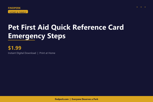 Pet First Aid Quick Reference Card Emergency Steps