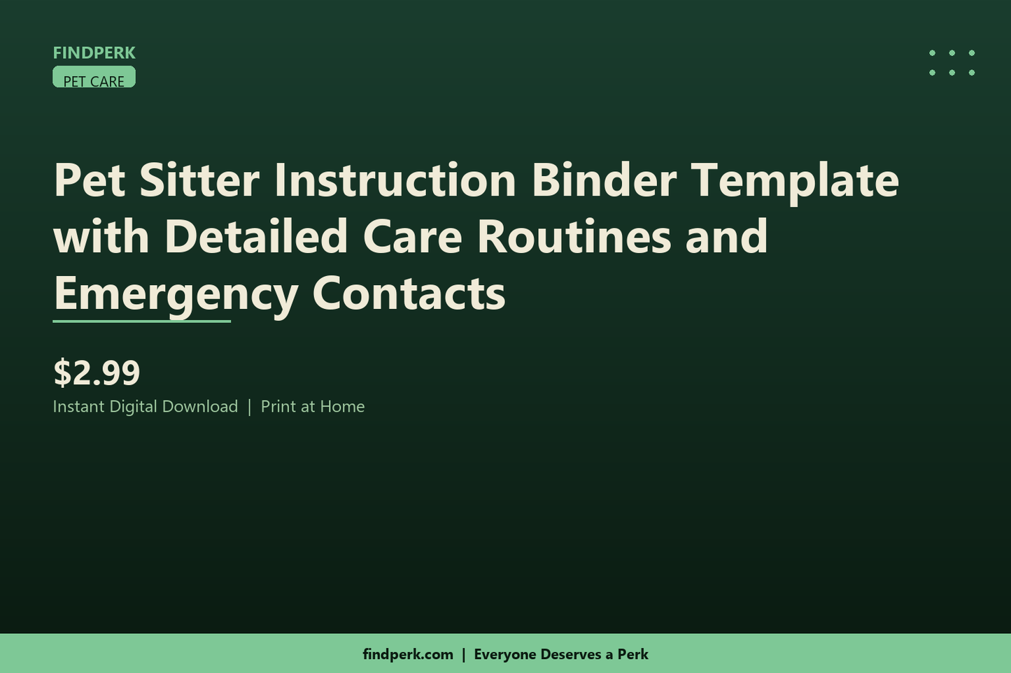 Pet Sitter Instruction Binder Template with Detailed Care Routines and Emergency Contacts