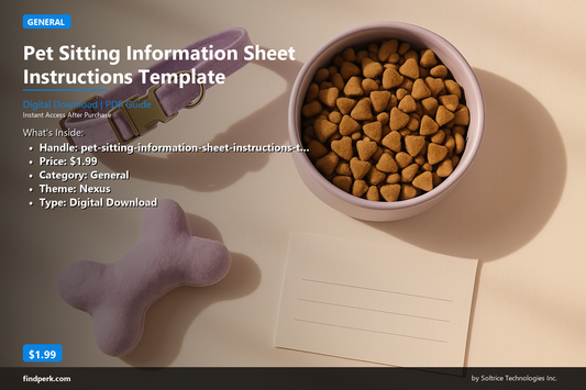 Pet Sitting Information Sheet Instructions Template