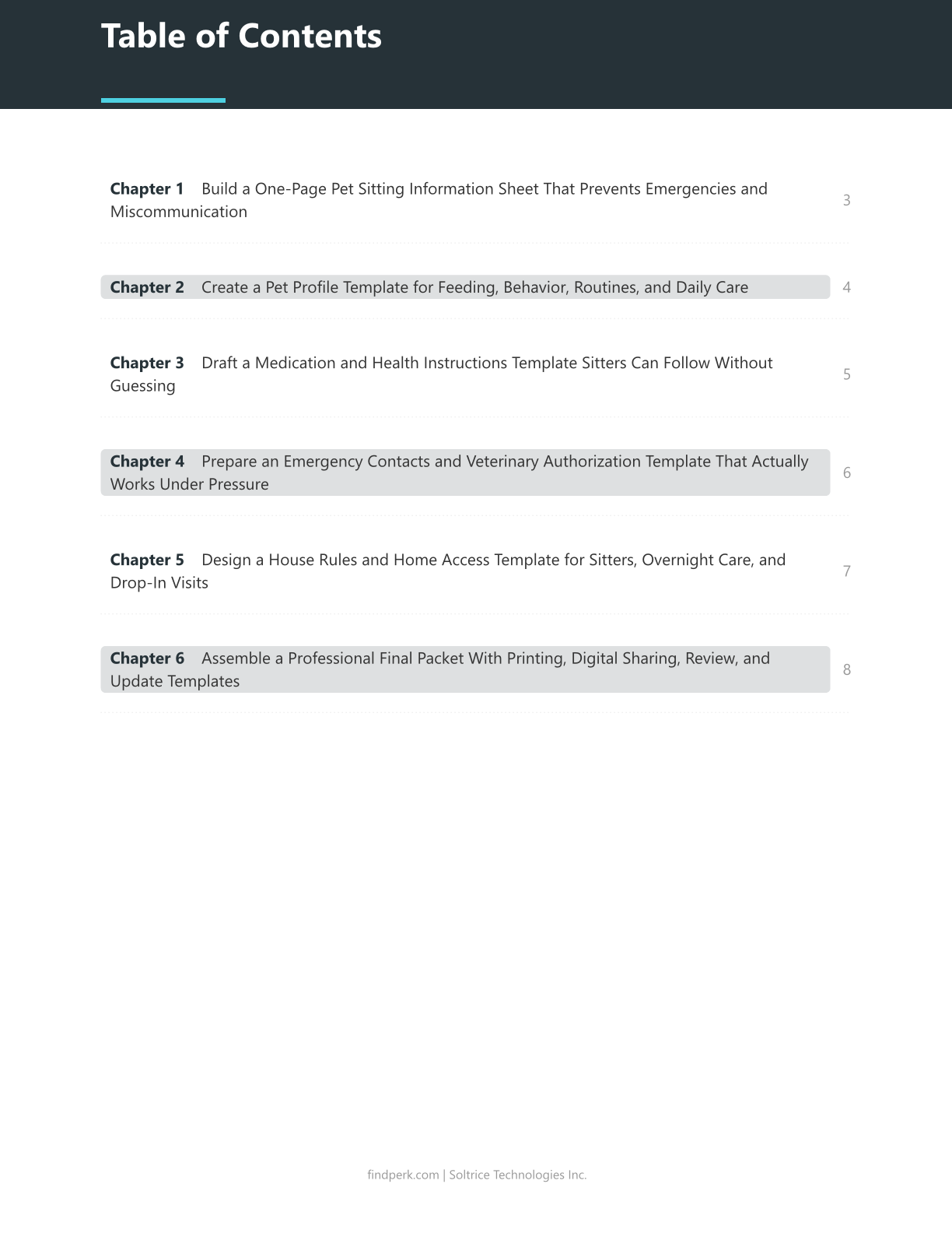 Pet Sitting Information Sheet Instructions Template
