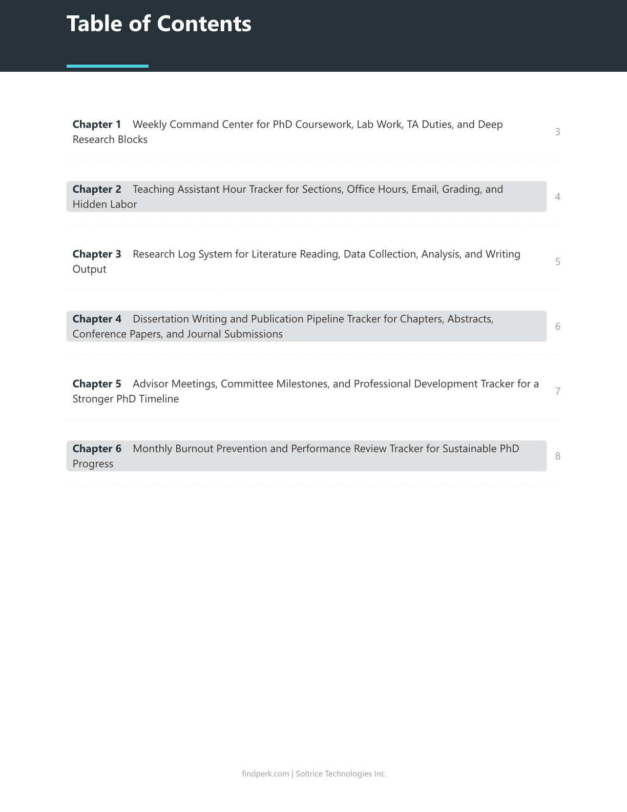 PhD Candidate Weekly Planner with Teaching Assistant Hour Tracker and Research Log