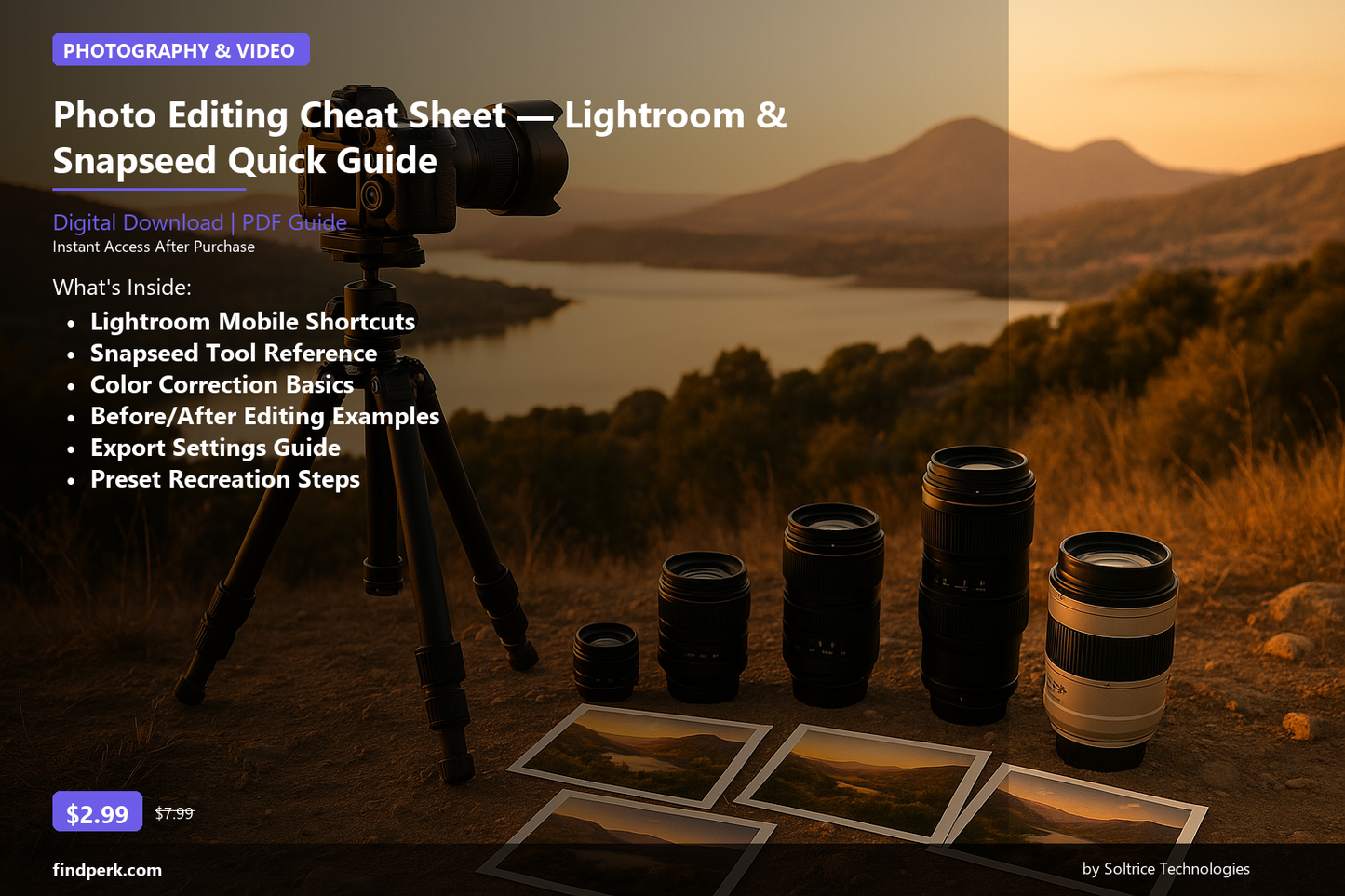 Photo Editing Cheat Sheet — Lightroom & Snapseed Quick Guide