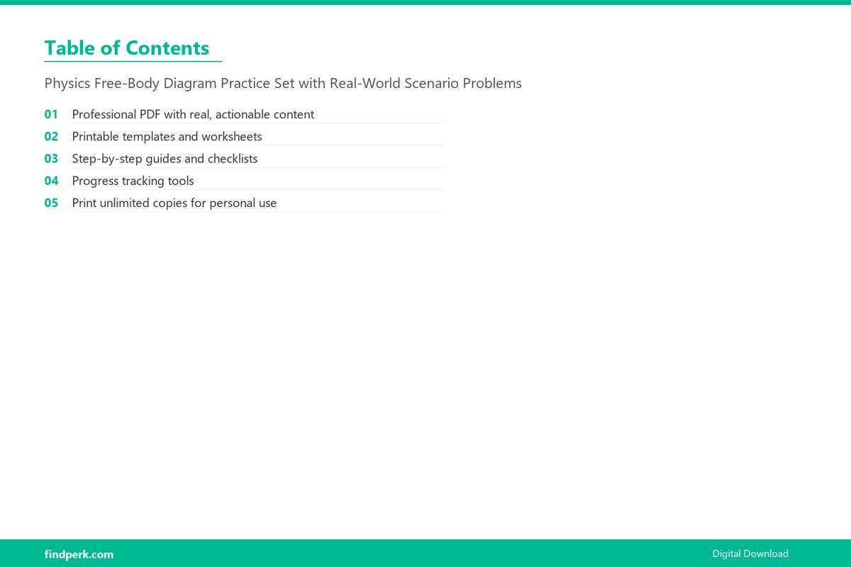 Physics Free-Body Diagram Practice Set with Real-World Scenario Problems - Table of Contents
