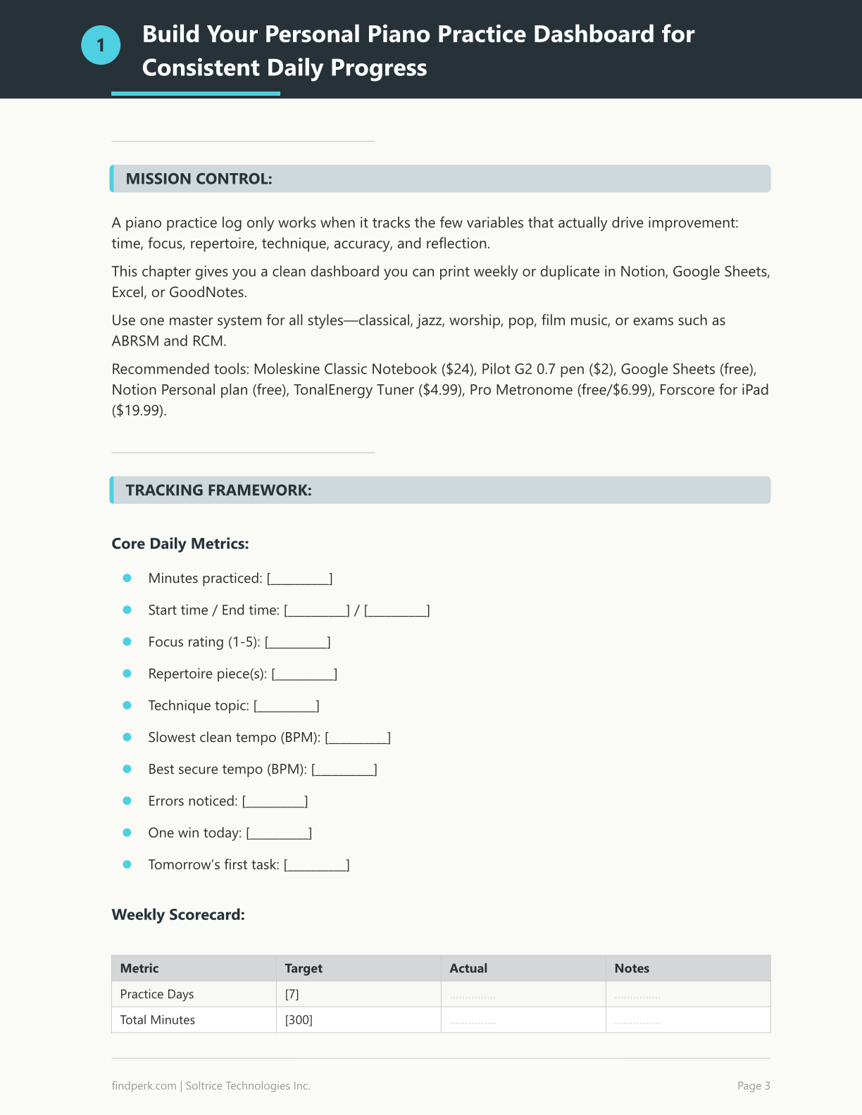 Piano Practice Log & Progress Tracker