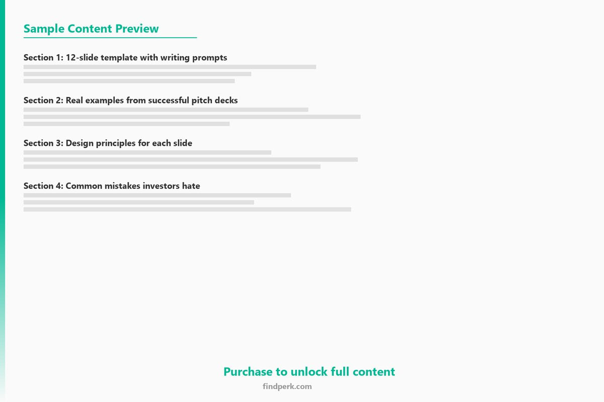 Pitch Deck Template - 12-Slide Investor Presentation with Examples - Content Preview