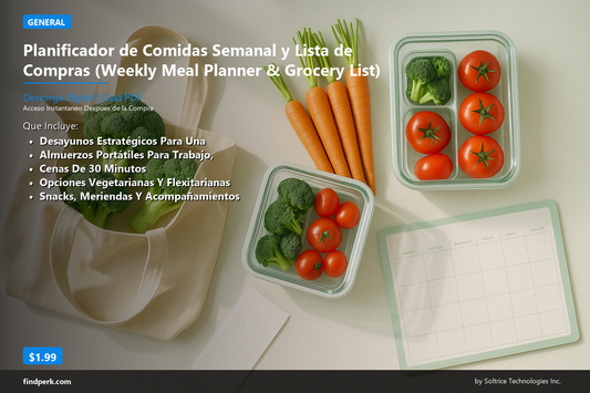 Planificador de Comidas Semanal y Lista de Compras (Weekly Meal Planner & Grocery List)