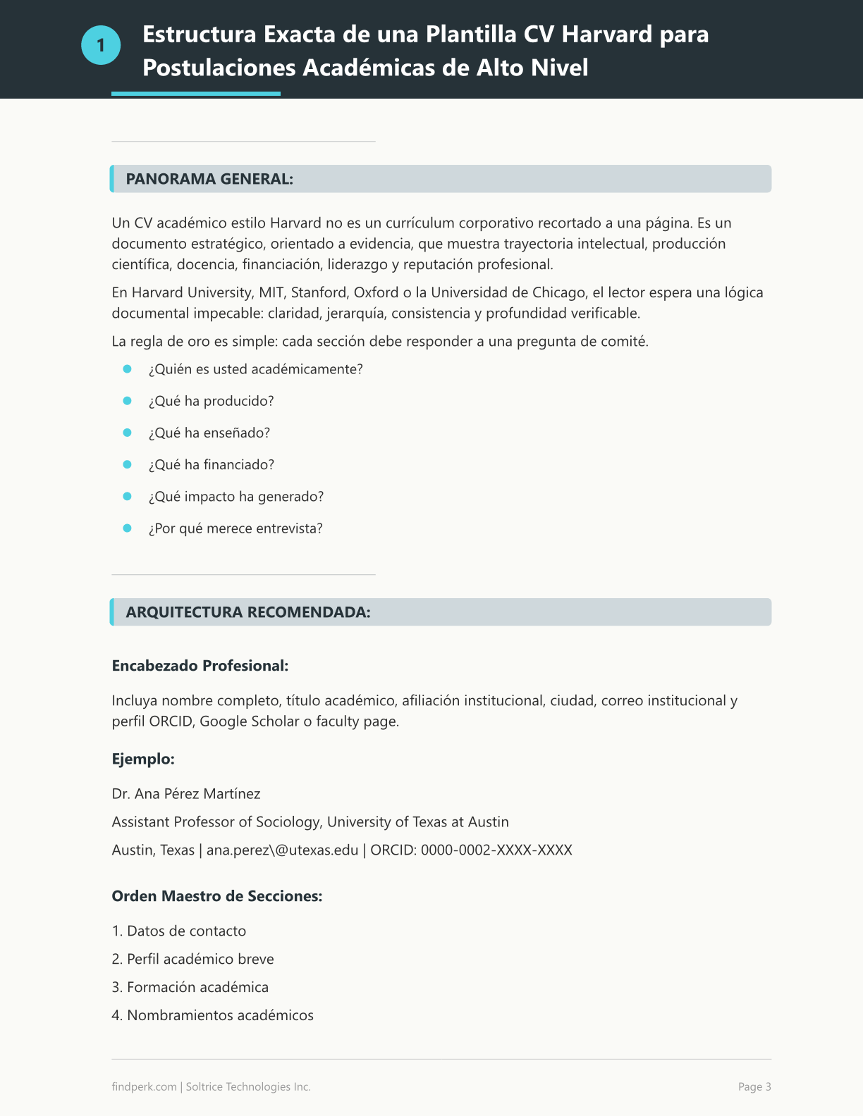 Plantilla CV Harvard - Guia Completa de Curriculum Vitae Academico