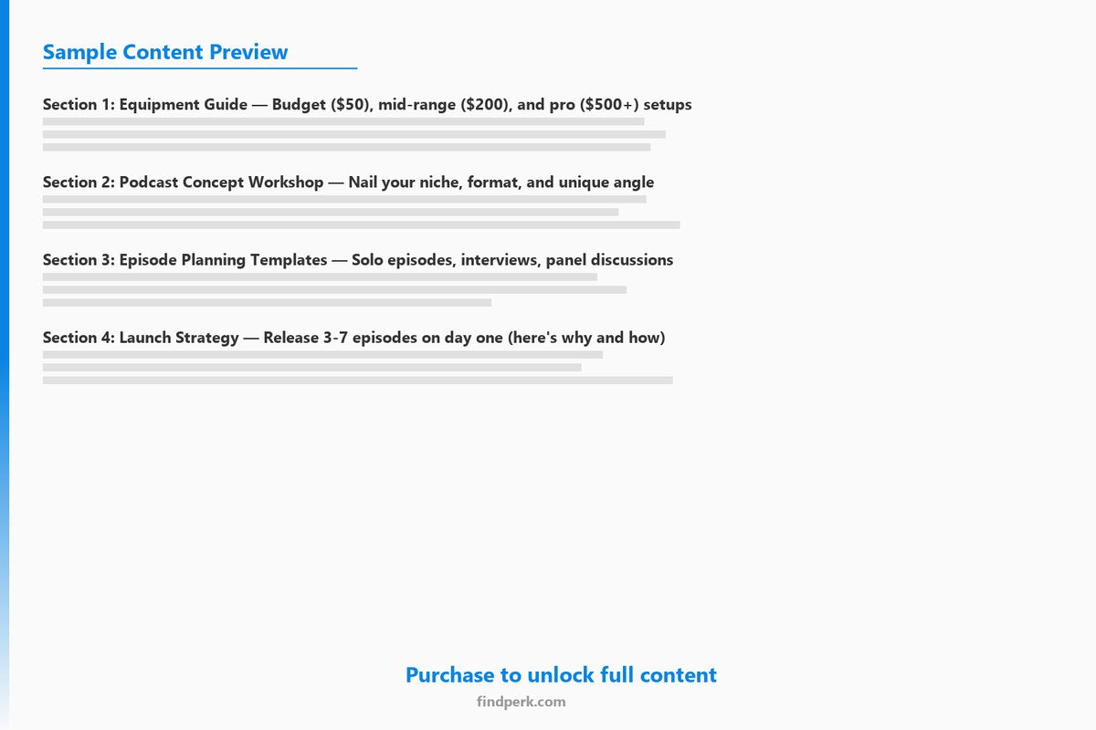 Podcast Launch Planner - Equipment Guide, Episode Templates & Growth Strategy (0 to 1,000 Listeners) - Content Preview