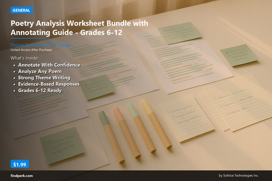 Poetry Analysis Worksheet Bundle with Annotating Guide - Grades 6-12