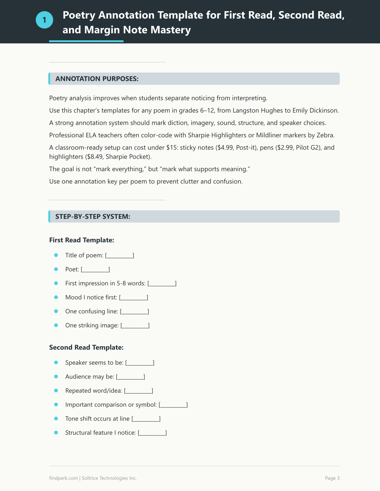 Poetry Analysis Worksheet Bundle with Annotating Guide - Grades 6-12