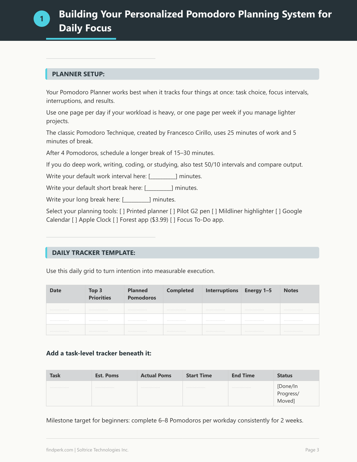 Pomodoro Planner Printable — Printable Planner Template