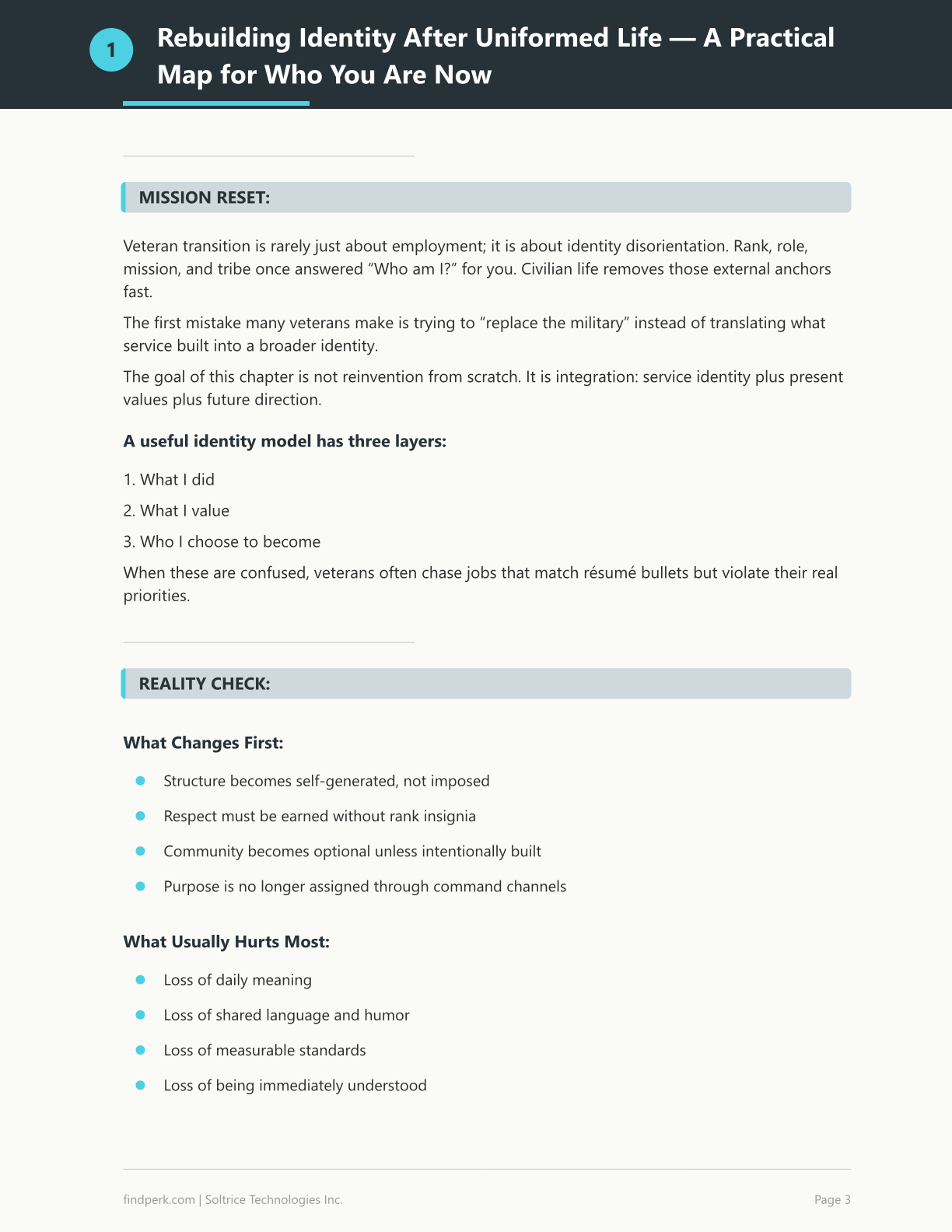 Post-Service Identity Workbook Finding Purpose - Veteran Transition Self-Discovery
