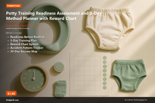Potty Training Readiness Assessment and 3-Day Method Planner with Reward Chart