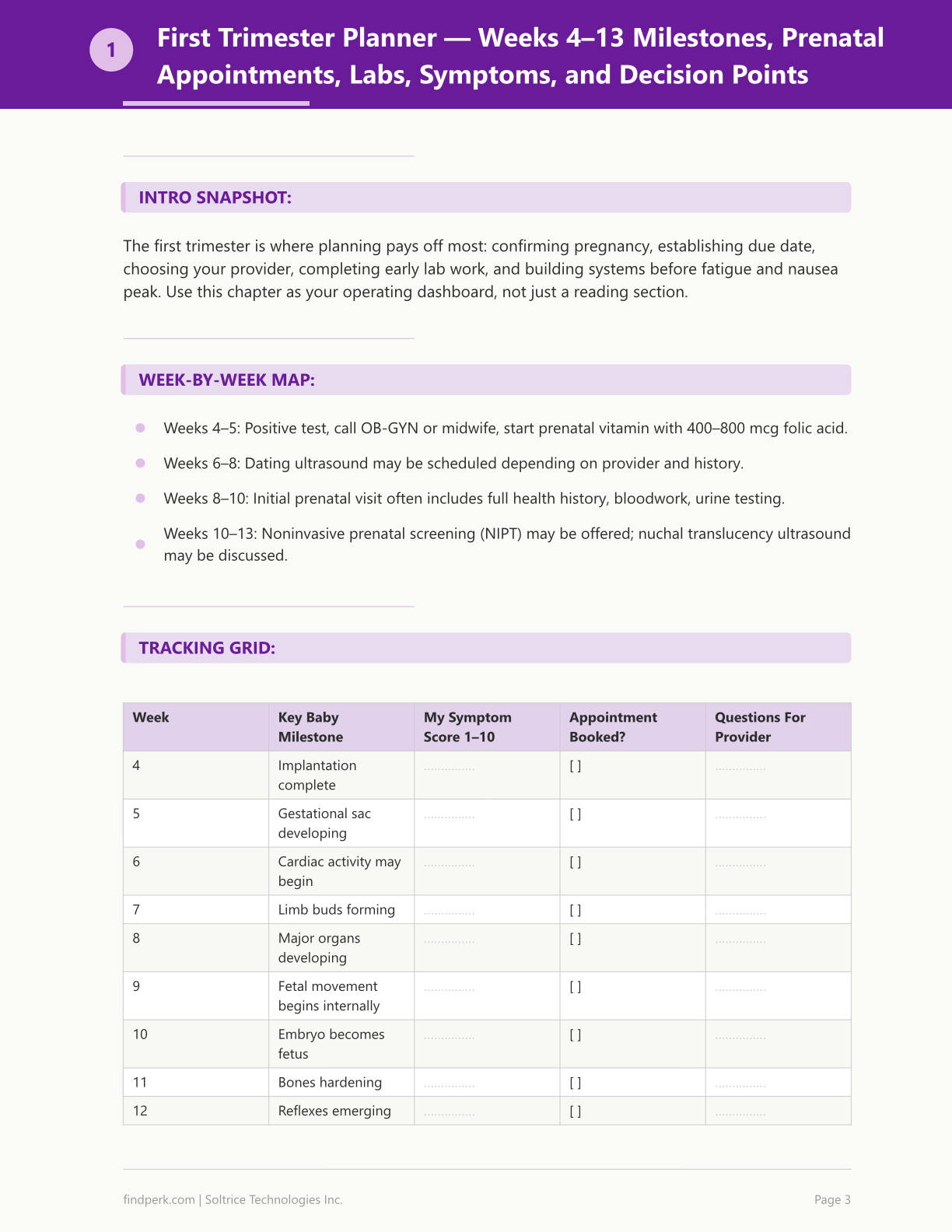 Pregnancy Week-by-Week Planner — Milestones, Appointments, Birth Plan & Hospital Bag List