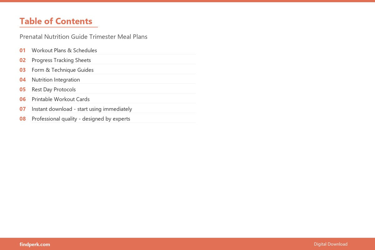 Prenatal Nutrition Guide Trimester Meal Plans - Table of Contents
