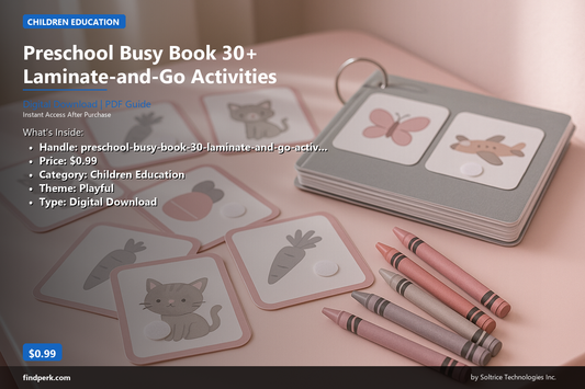 Preschool Busy Book 30+ Laminate-and-Go Activities