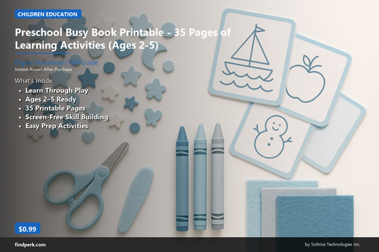Preschool Busy Book Printable - 35 Pages of Learning Activities (Ages 2-5)