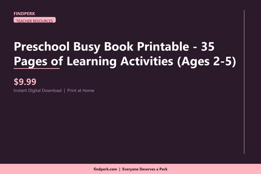 Preschool Busy Book Printable - 35 Pages of Learning Activities (Ages 2-5)