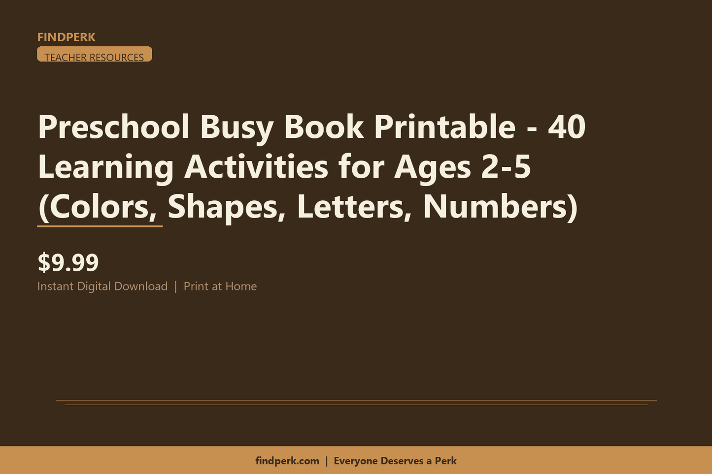 Preschool Busy Book Printable - 40 Learning Activities for Ages 2-5 (Colors, Shapes, Letters, Numbers)