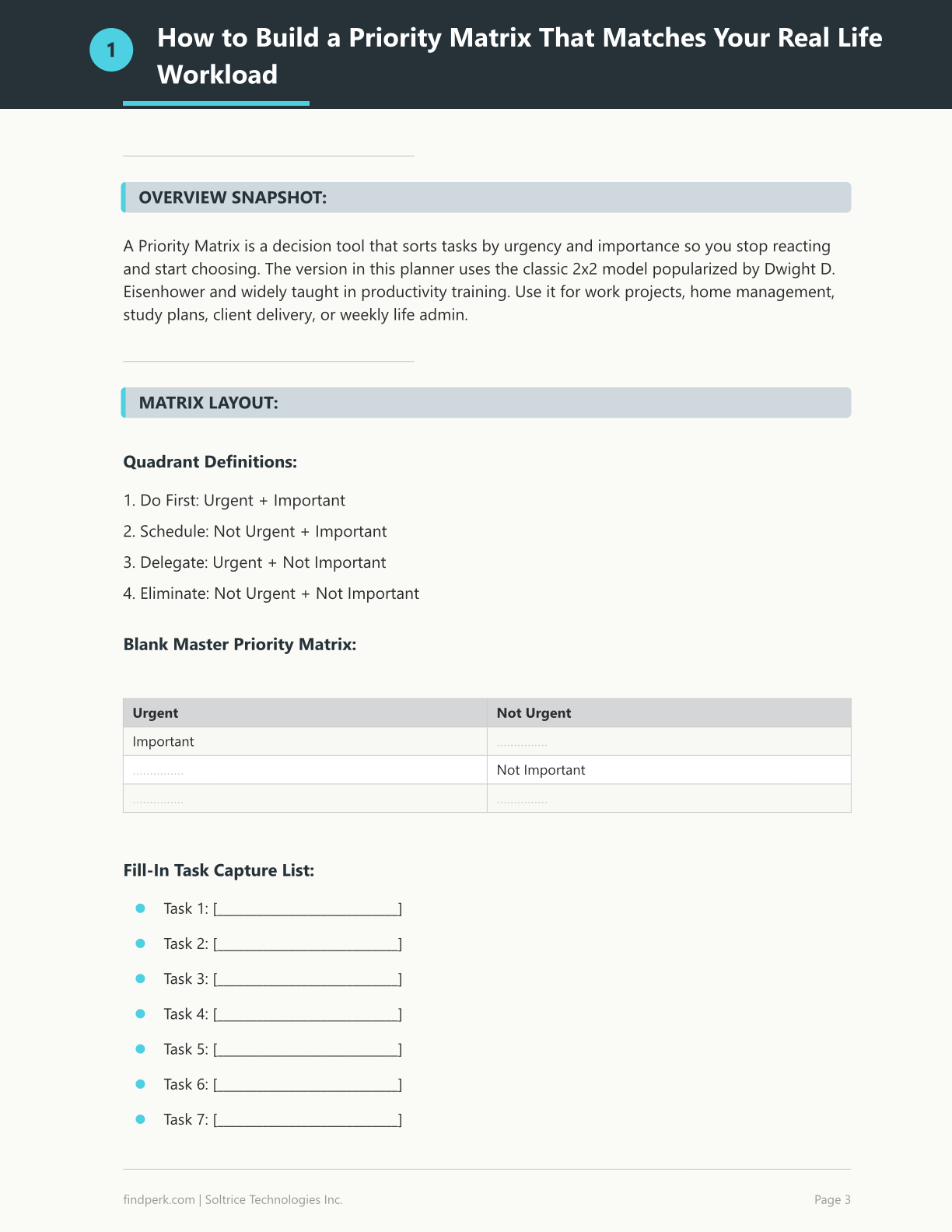 Priority Matrix Template — Printable Planner Template