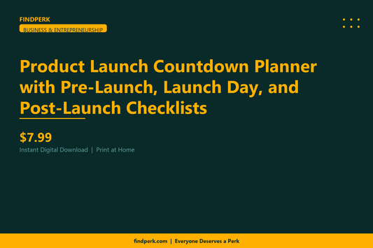 Product Launch Countdown Planner with Pre-Launch, Launch Day, and Post-Launch Checklists