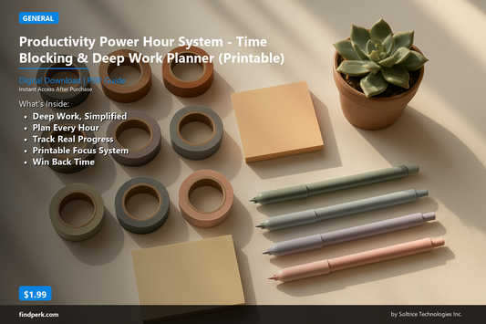Productivity Power Hour System - Time Blocking & Deep Work Planner (Printable)